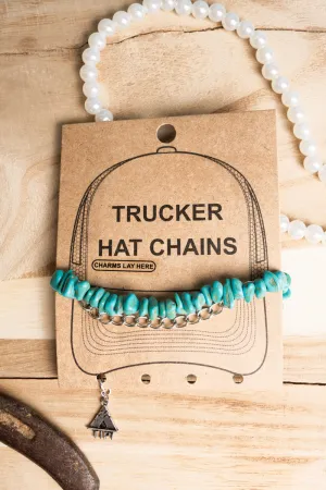 Silvertone Turquoise Trucker Hat Chain