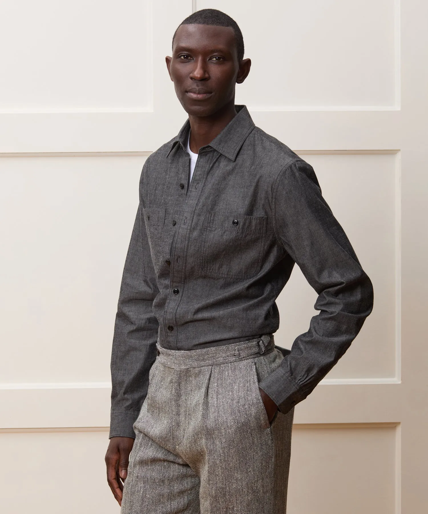 Slim Fit Japanese Chambray Work Shirt
