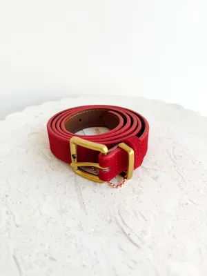 Slim Suede Belt - Cherry
