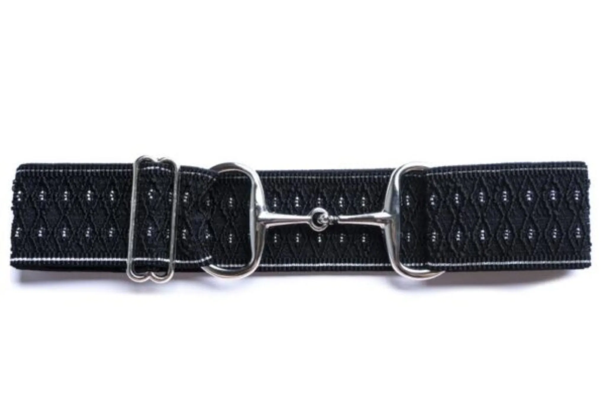 Snaffle Bit Elastic Belt  2" Silver Snaffle