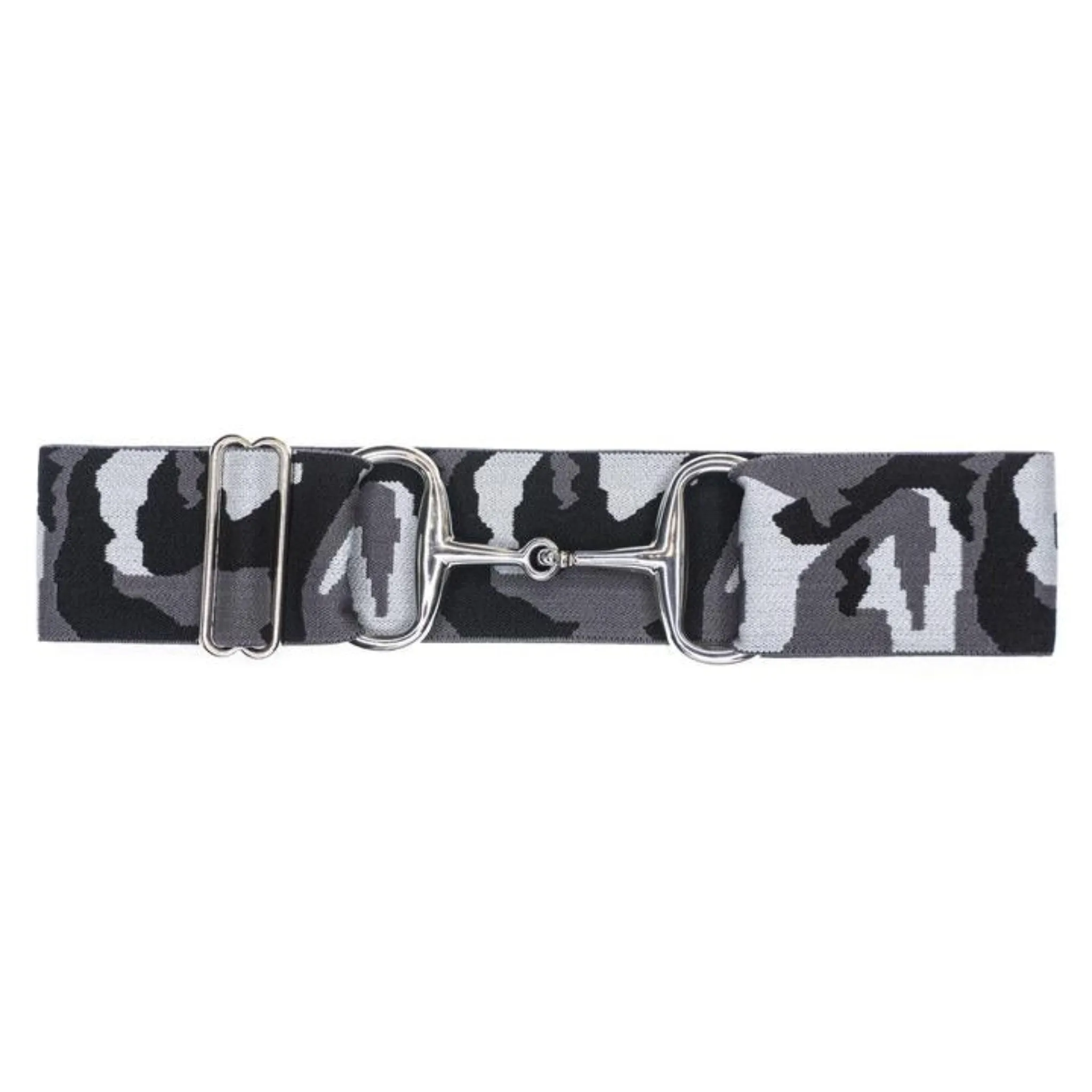 Snaffle Bit Elastic Belt  2" Silver Snaffle