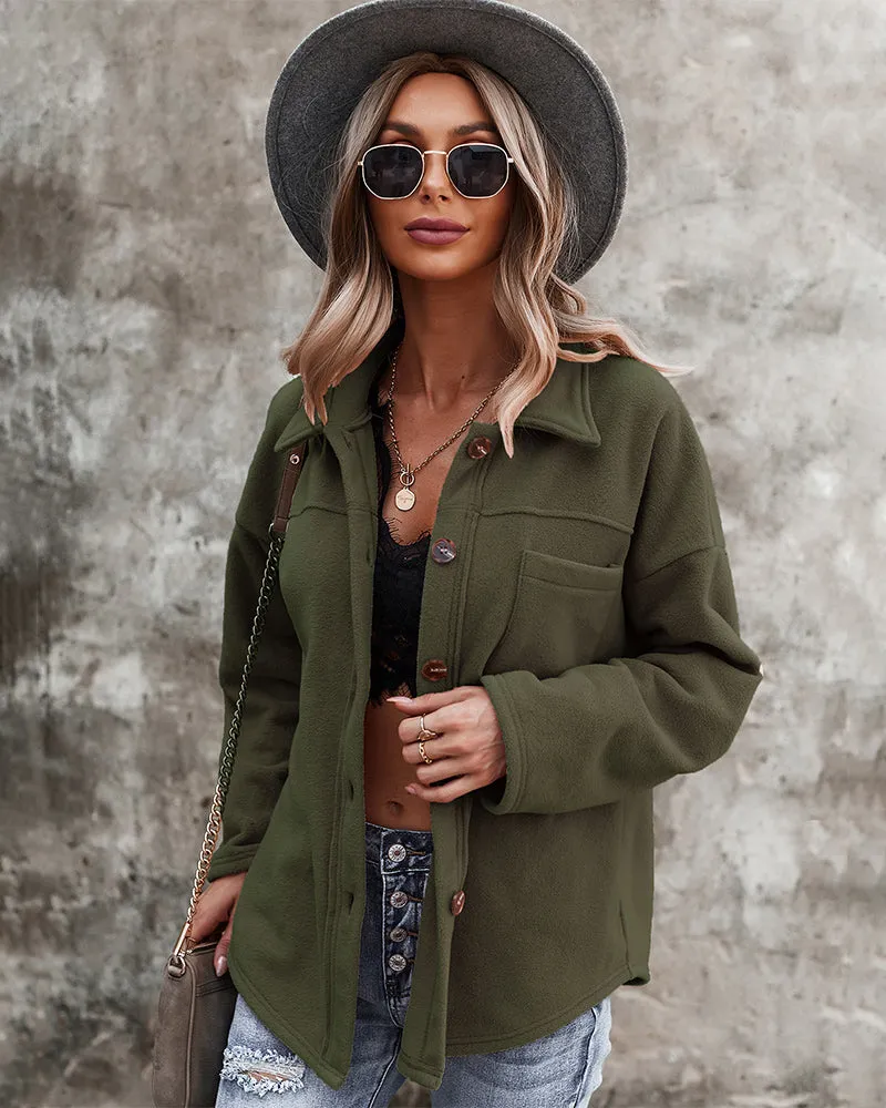 Snuggled Up Plain Jacket - Army Green