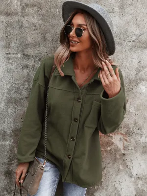 Snuggled Up Plain Jacket - Army Green