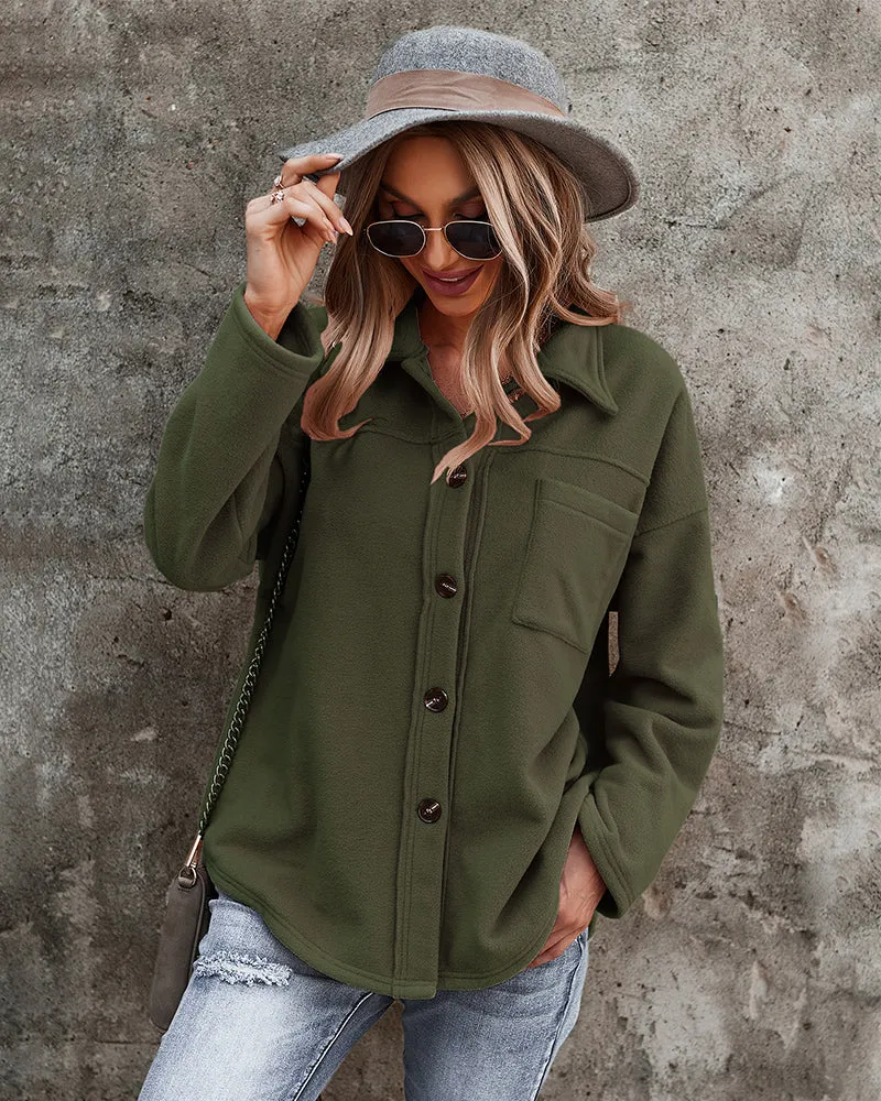 Snuggled Up Plain Jacket - Army Green