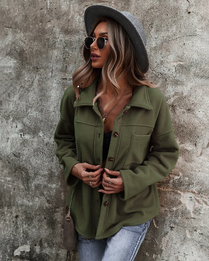 Snuggled Up Plain Jacket - Army Green