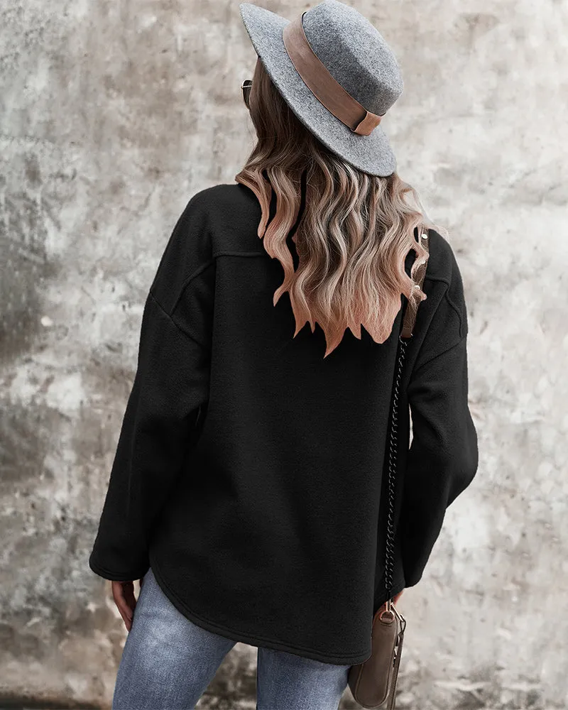 Snuggled Up Plain Jacket - Black
