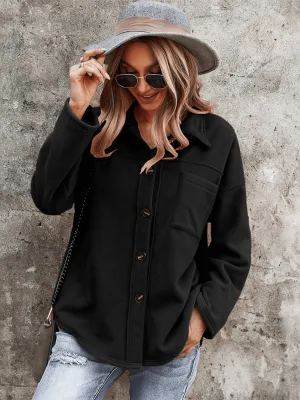 Snuggled Up Plain Jacket - Black