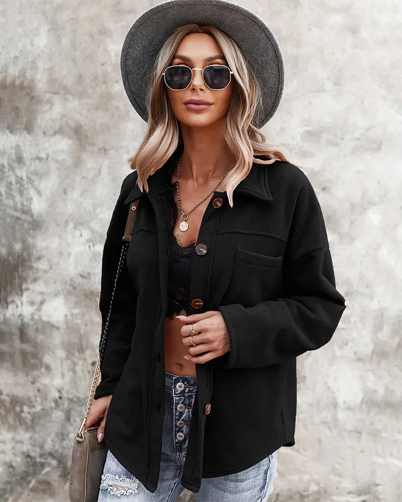Snuggled Up Plain Jacket - Black