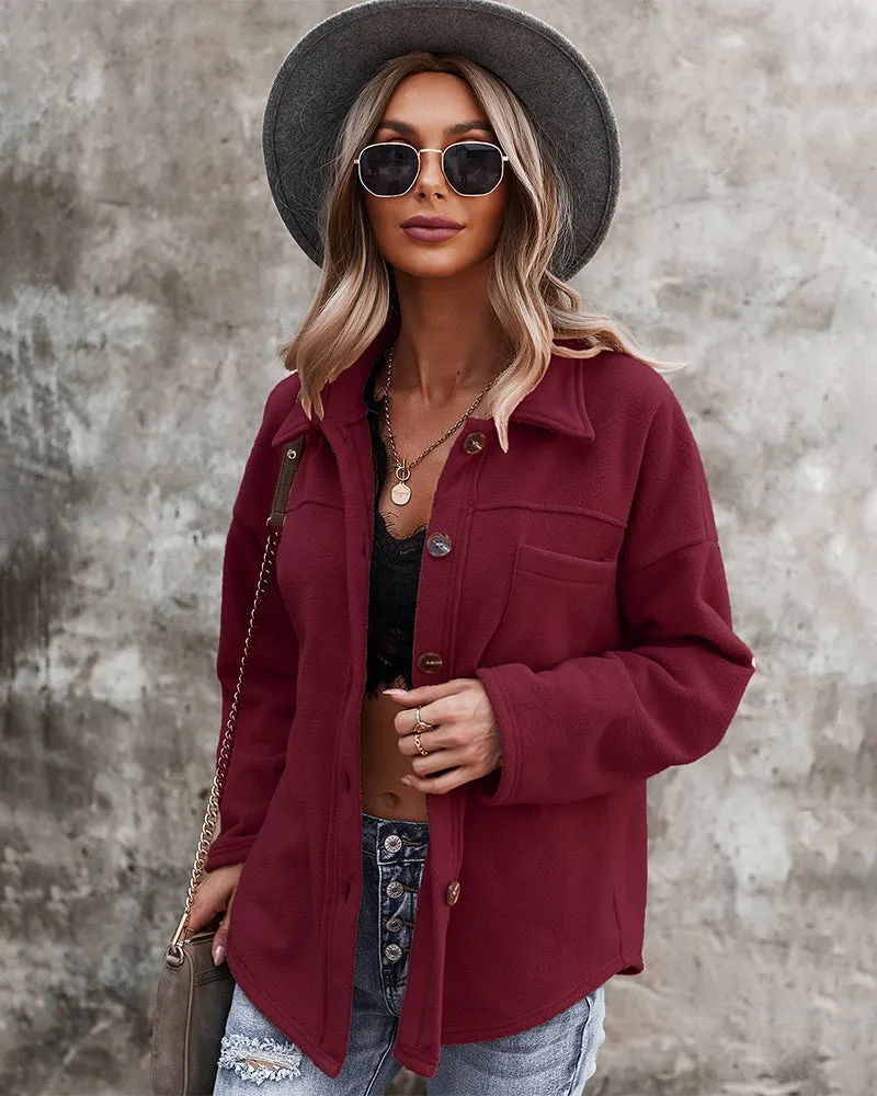 Snuggled Up Plain Jacket - Burgundy