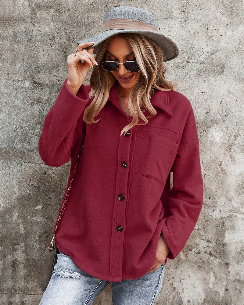 Snuggled Up Plain Jacket - Burgundy