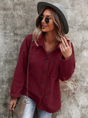 Snuggled Up Plain Jacket - Burgundy