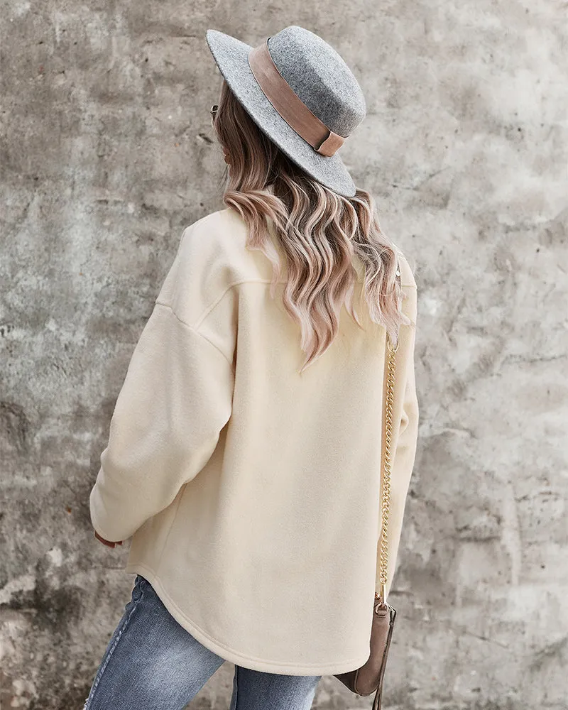 Snuggled Up Plain Jacket - Cream