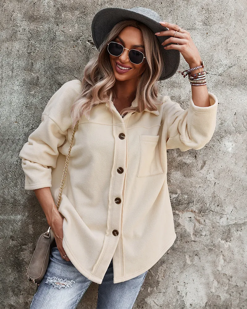 Snuggled Up Plain Jacket - Cream