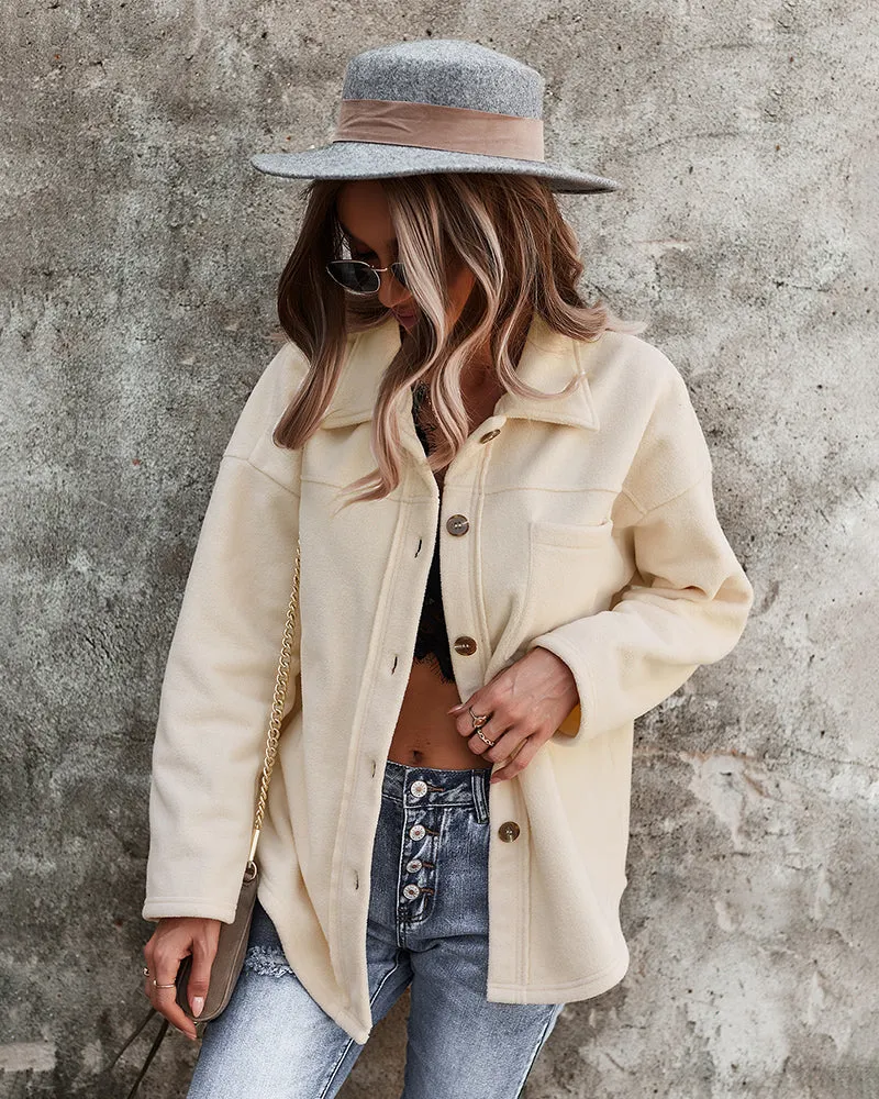 Snuggled Up Plain Jacket - Cream