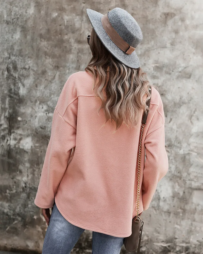 Snuggled Up Plain Jacket - Pink
