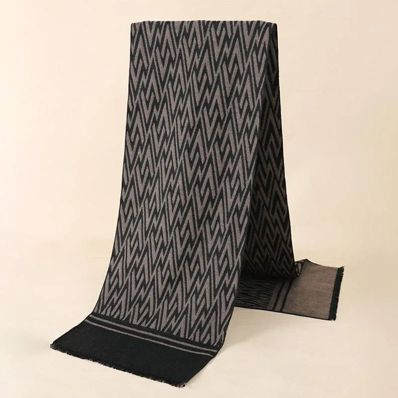 Soft Cashmere Wool Plaid Scarf - Striped Long Warm Scarf