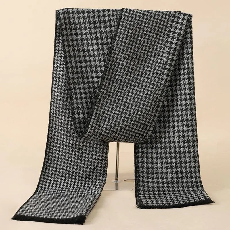 Soft Cashmere Wool Plaid Scarf - Striped Long Warm Scarf