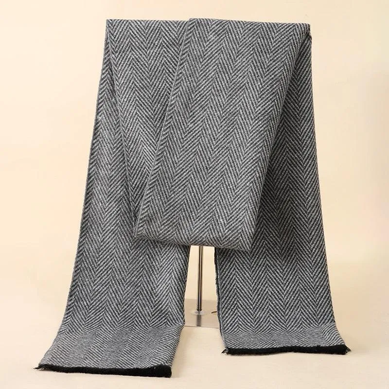 Soft Cashmere Wool Plaid Scarf - Striped Long Warm Scarf