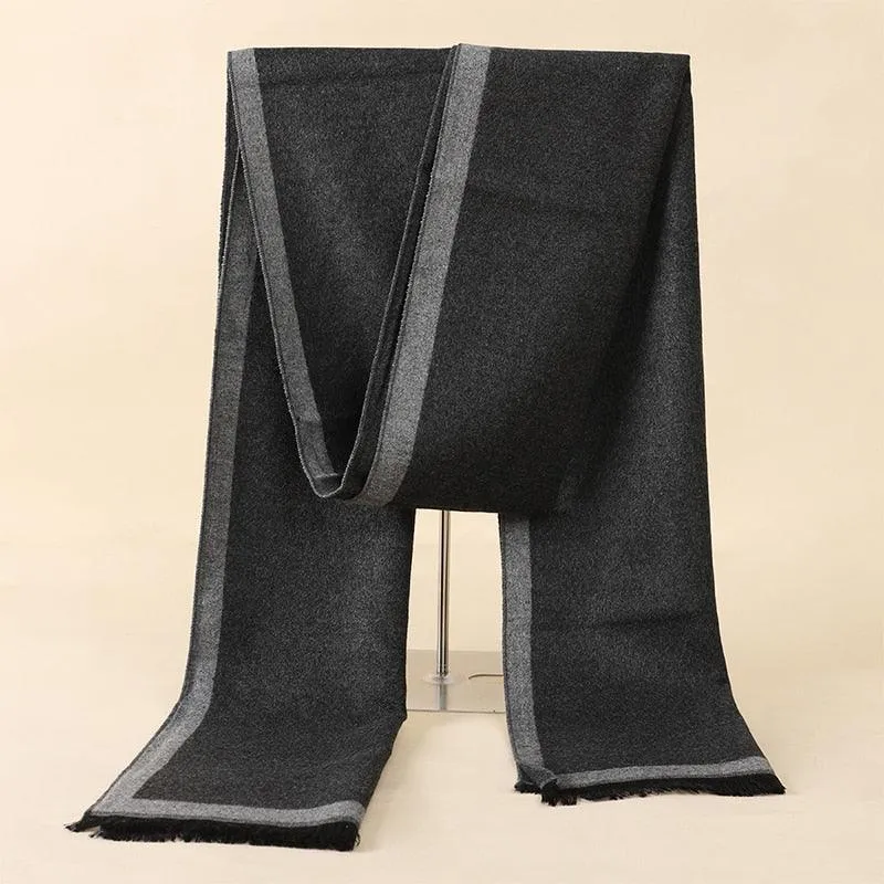 Soft Cashmere Wool Plaid Scarf - Striped Long Warm Scarf