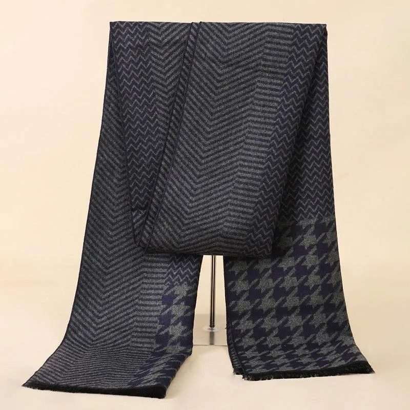 Soft Cashmere Wool Plaid Scarf - Striped Long Warm Scarf