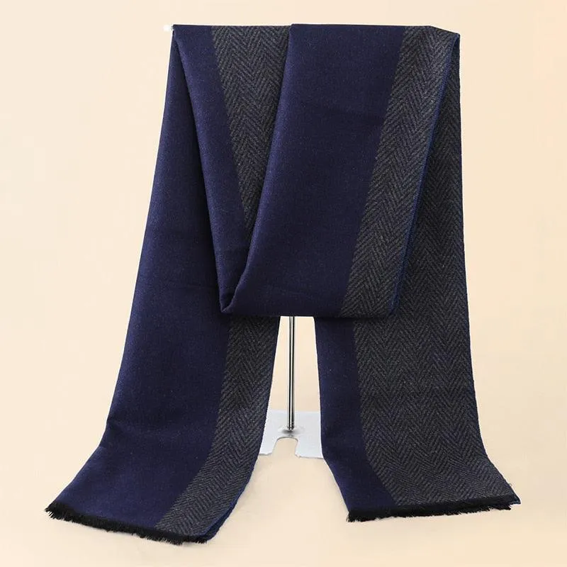 Soft Cashmere Wool Plaid Scarf - Striped Long Warm Scarf