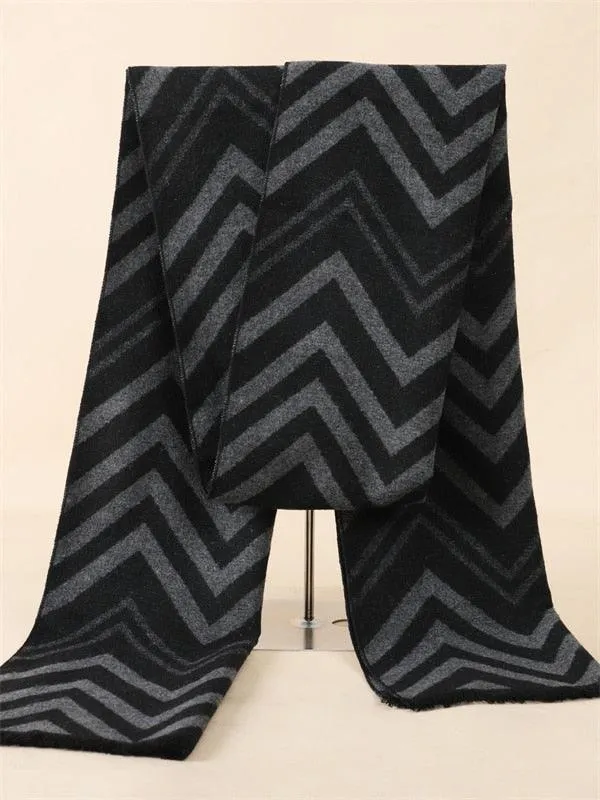Soft Cashmere Wool Plaid Scarf - Striped Long Warm Scarf