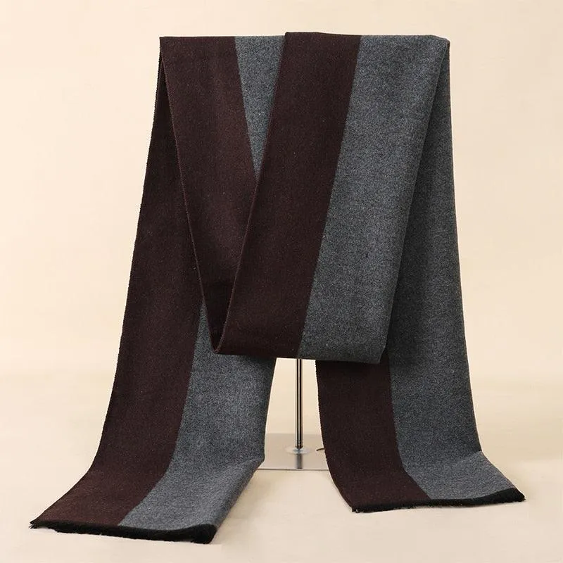Soft Cashmere Wool Plaid Scarf - Striped Long Warm Scarf
