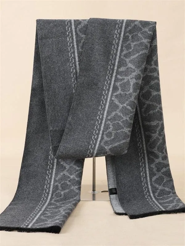 Soft Cashmere Wool Plaid Scarf - Striped Long Warm Scarf