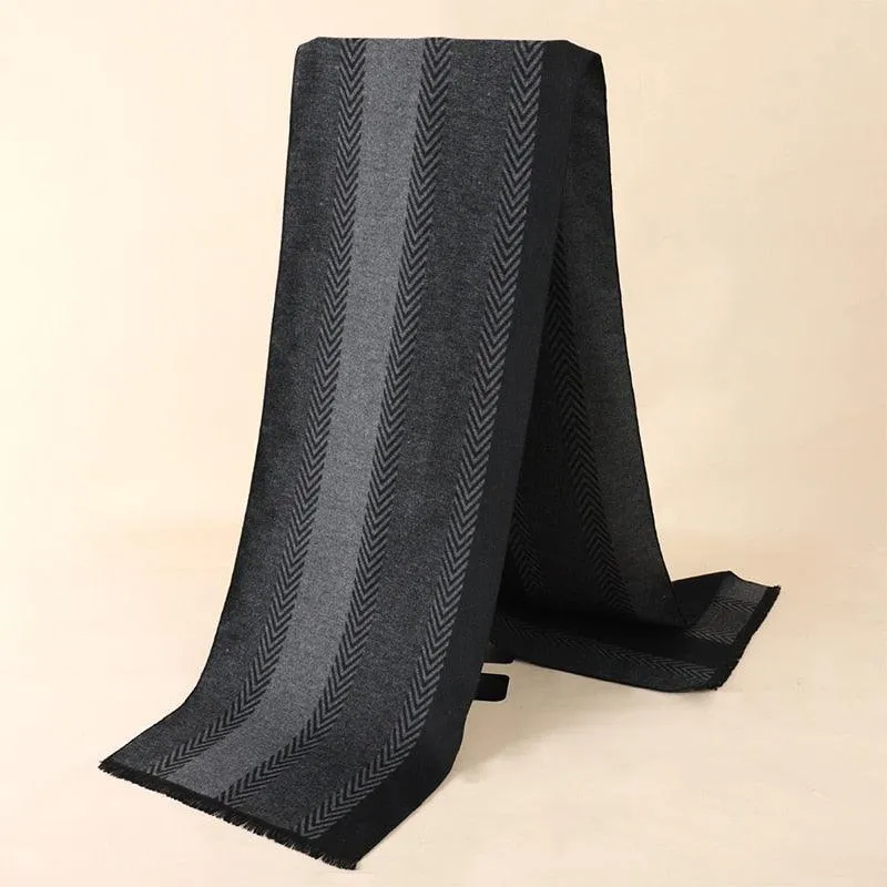 Soft Cashmere Wool Plaid Scarf - Striped Long Warm Scarf