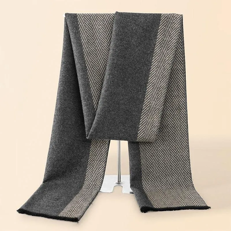 Soft Cashmere Wool Plaid Scarf - Striped Long Warm Scarf