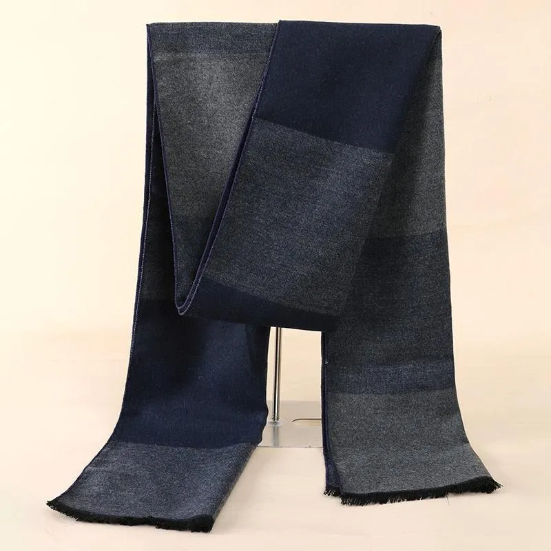 Soft Cashmere Wool Plaid Scarf - Striped Long Warm Scarf
