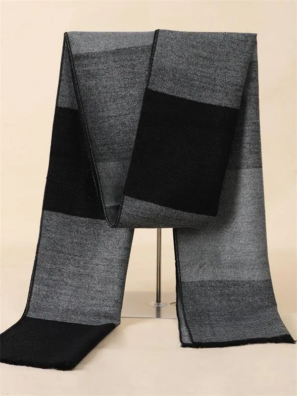 Soft Cashmere Wool Plaid Scarf - Striped Long Warm Scarf