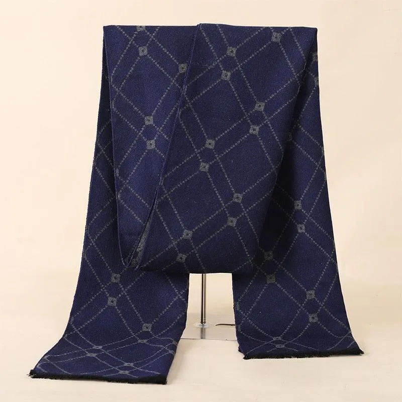 Soft Cashmere Wool Plaid Scarf - Striped Long Warm Scarf