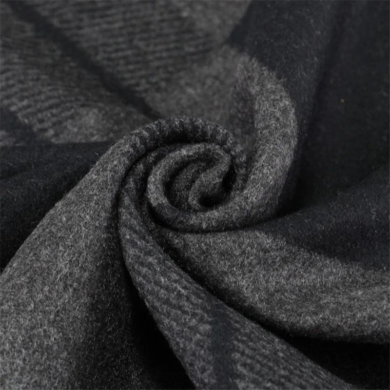 Soft Cashmere Wool Plaid Scarf - Striped Long Warm Scarf