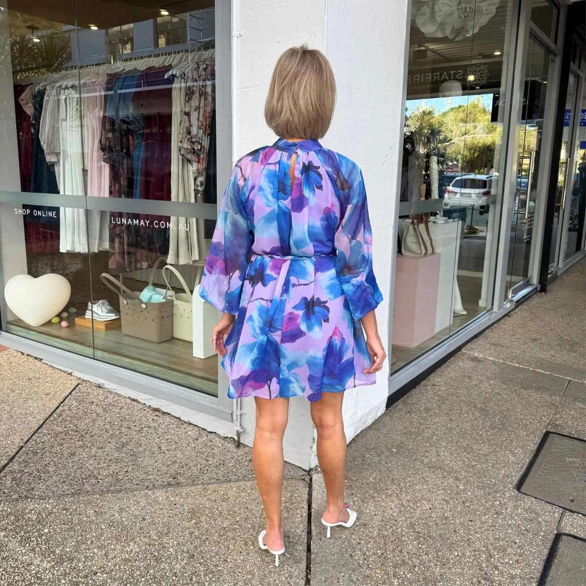 Solene Abstract Dress (Purple/Blue)