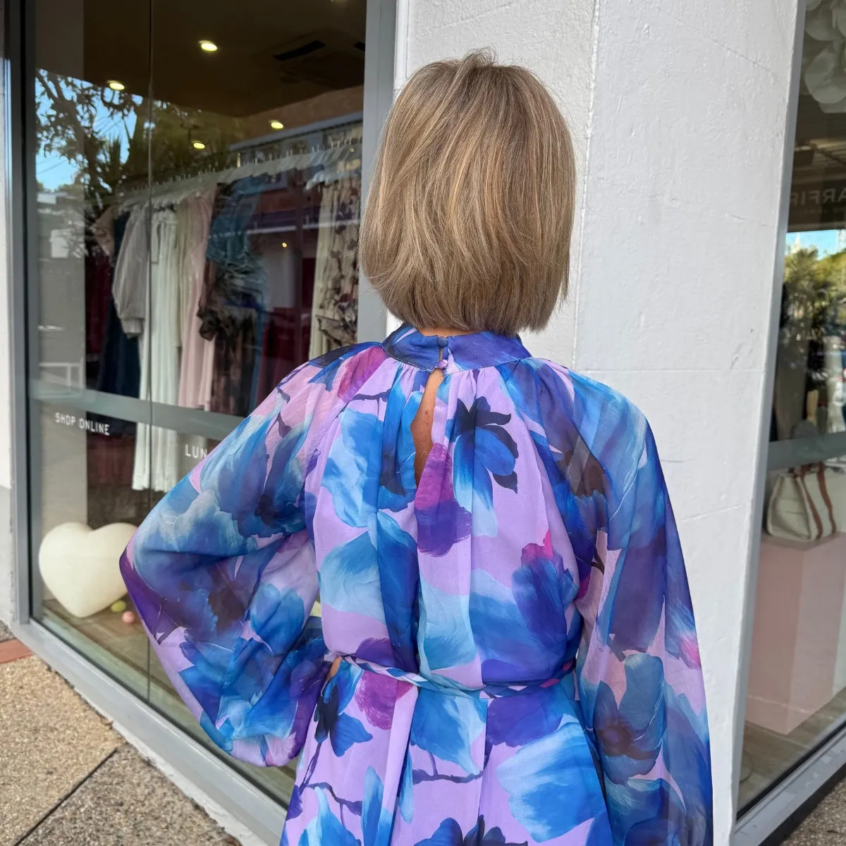 Solene Abstract Dress (Purple/Blue)