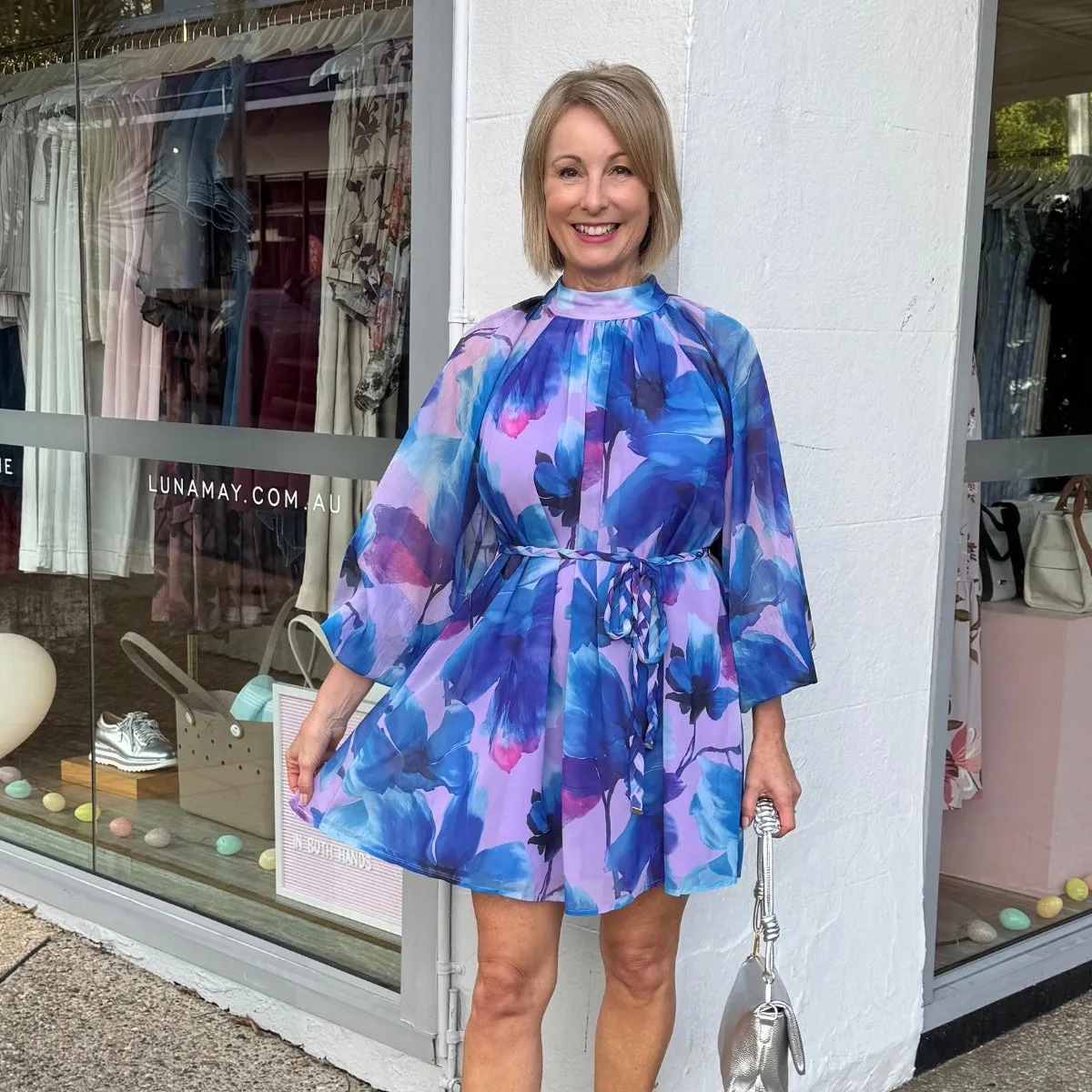Solene Abstract Dress (Purple/Blue)
