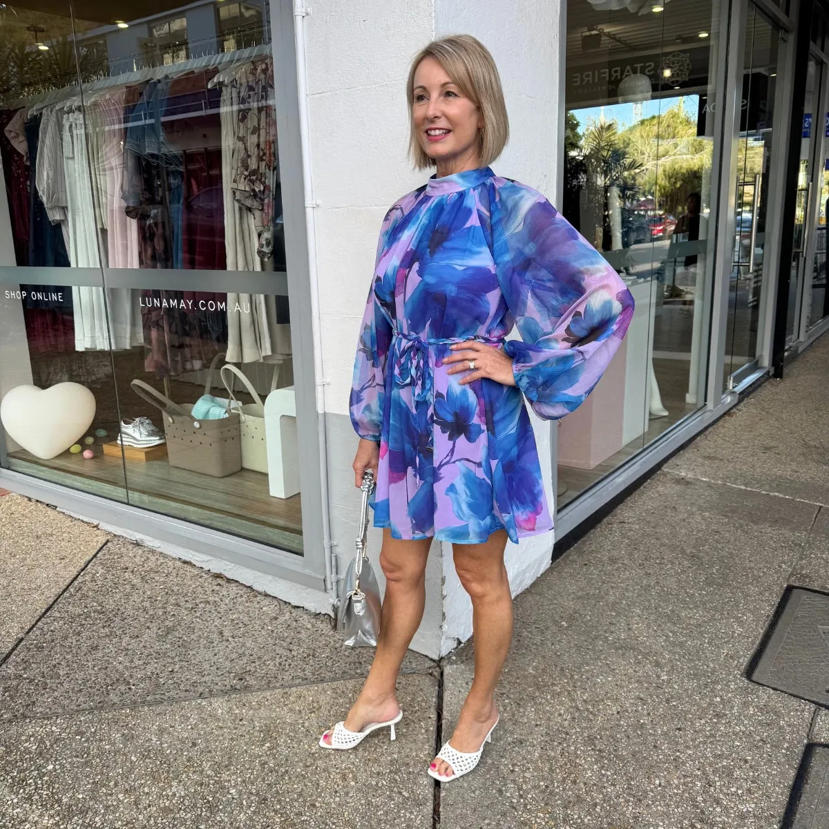 Solene Abstract Dress (Purple/Blue)