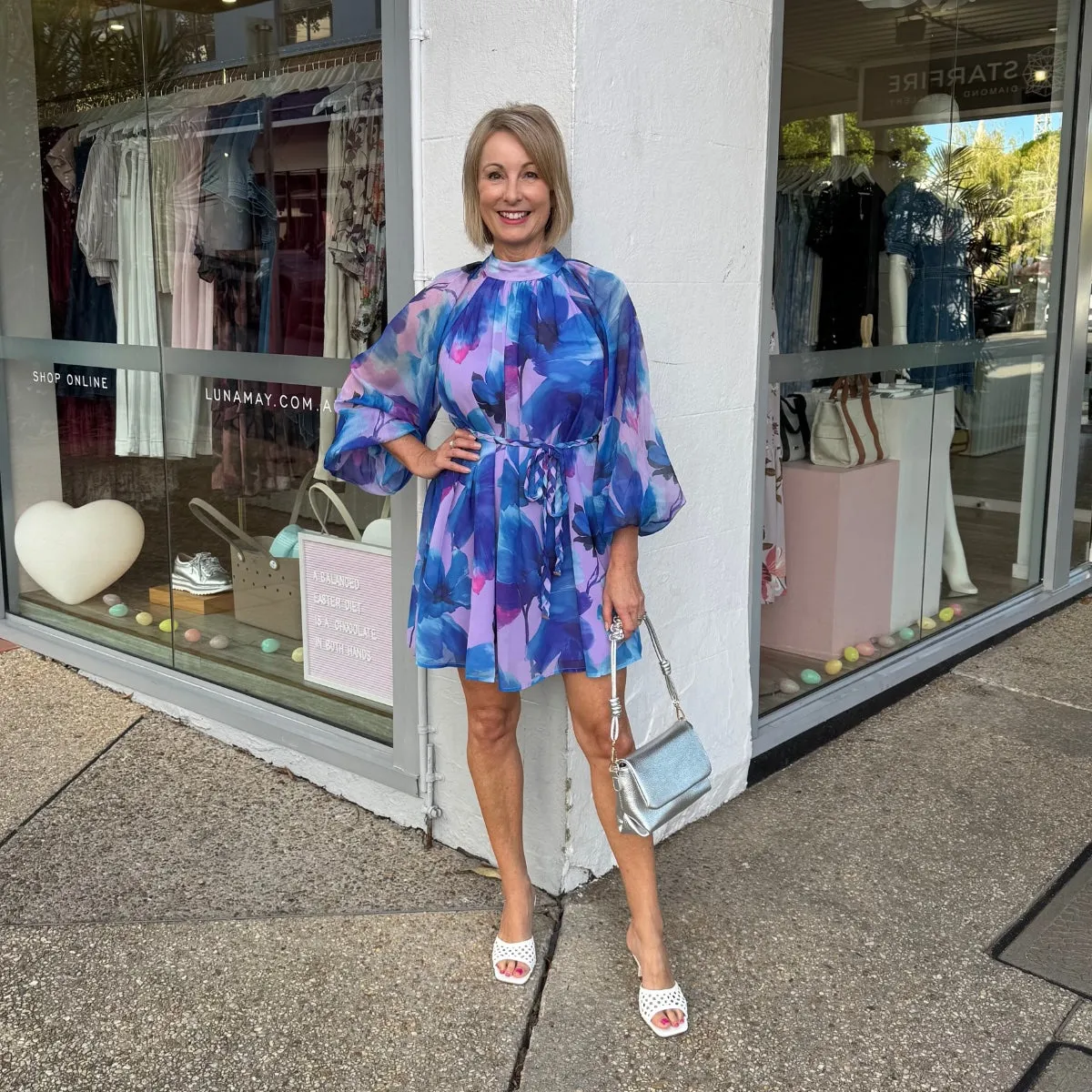 Solene Abstract Dress (Purple/Blue)