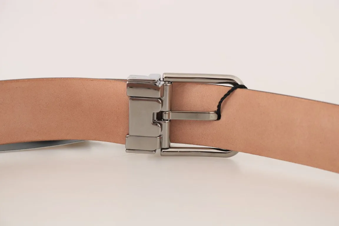 Solid Brown Leather Silver Buckle Mens Belt