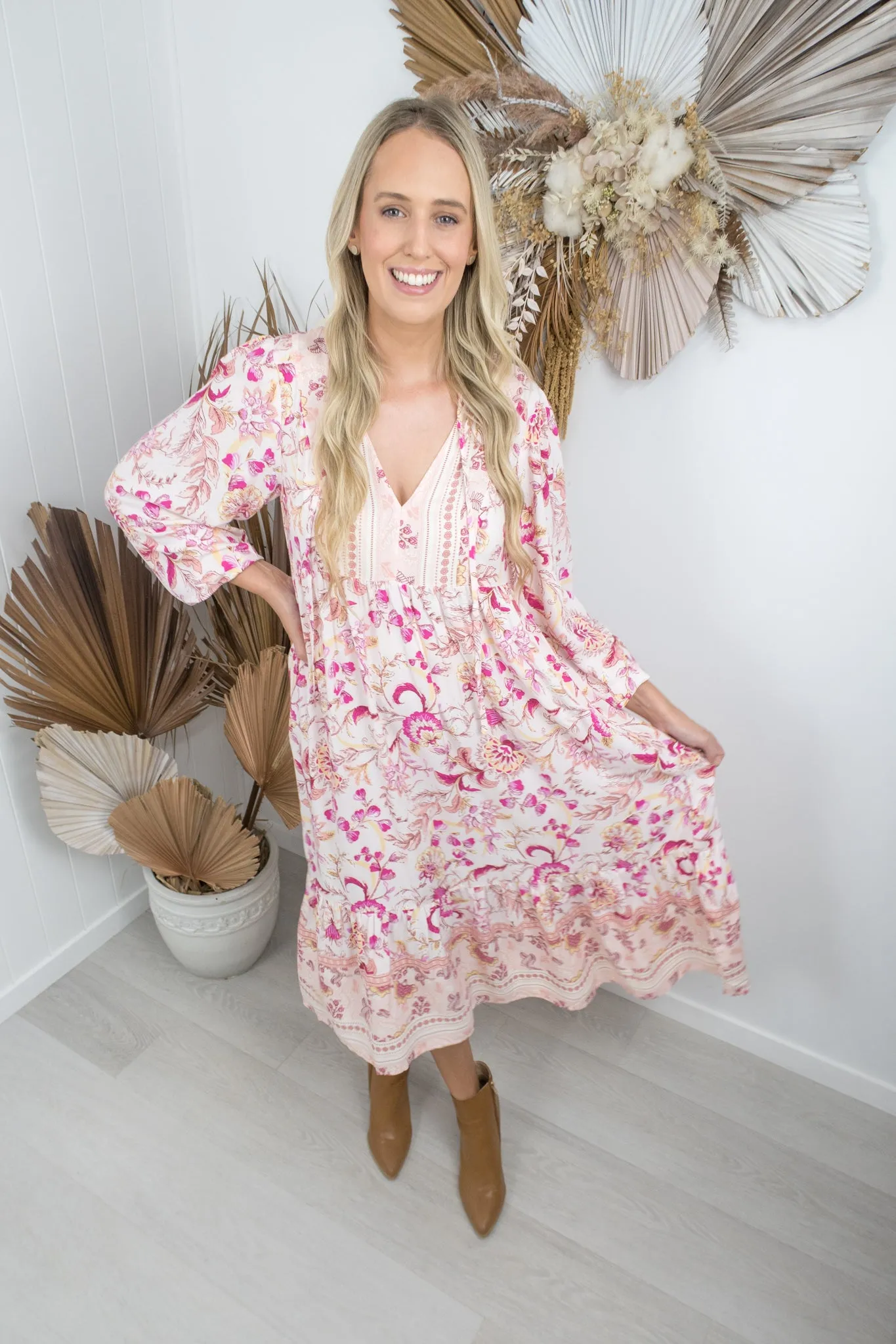 Sonny Dress- Pink/white floral