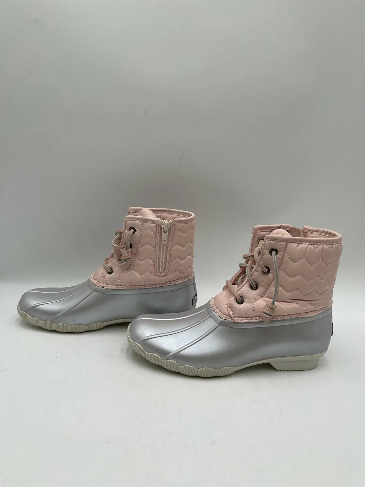 Sperry Women's Saltwater Duck Boots Pink/Silver Size 5M - Very Good