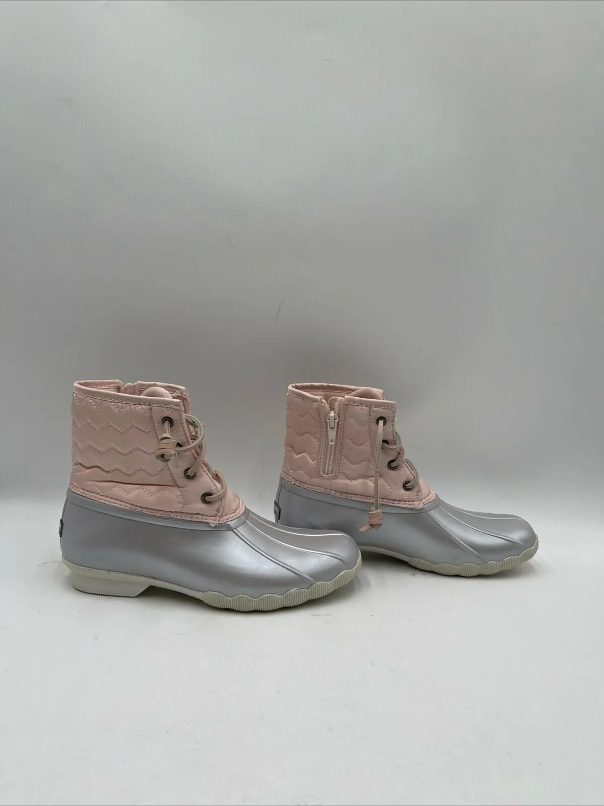Sperry Women's Saltwater Duck Boots Pink/Silver Size 5M - Very Good