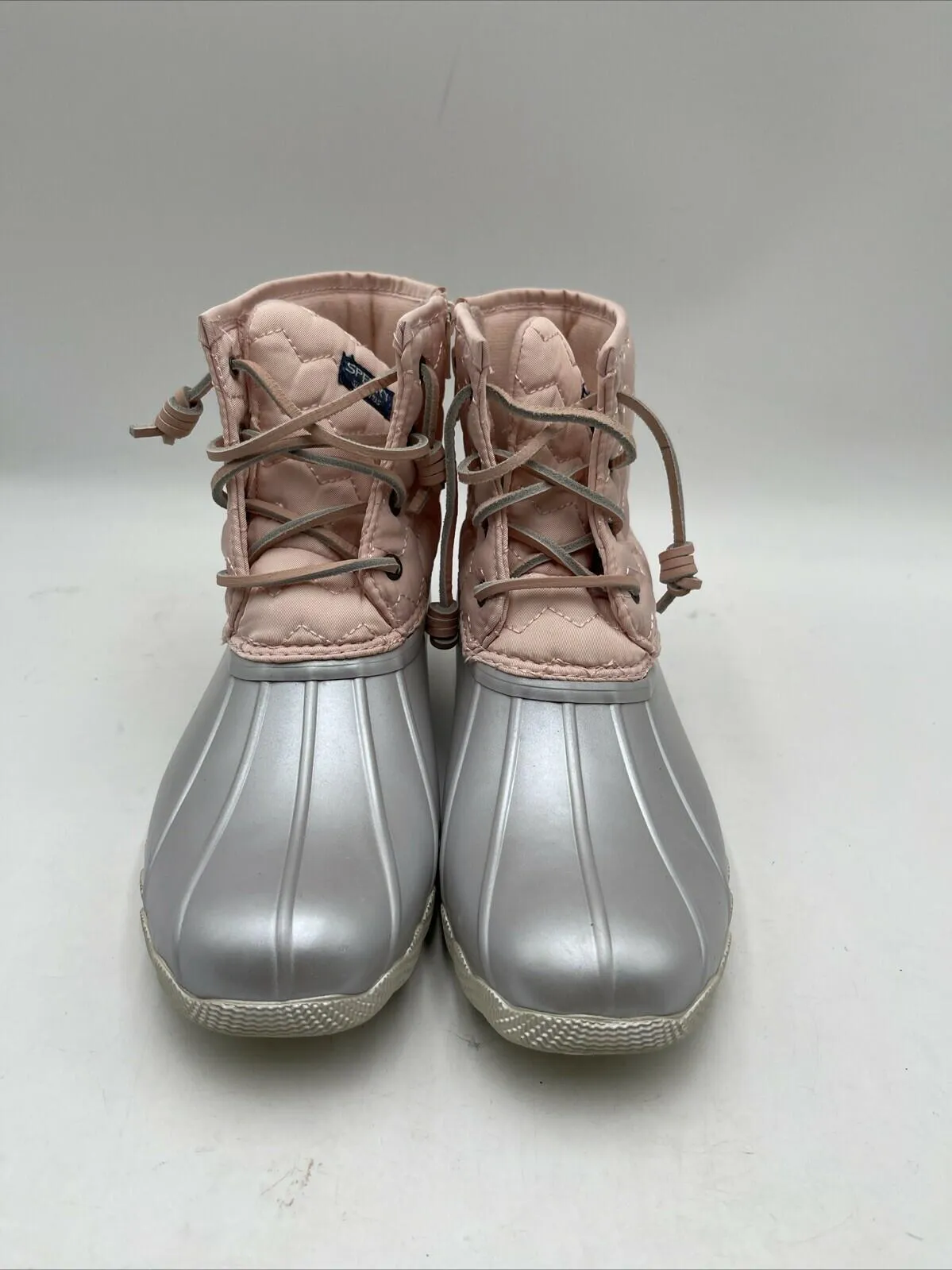 Sperry Women's Saltwater Duck Boots Pink/Silver Size 5M - Very Good