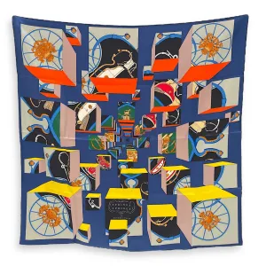 Springs Springs 90 Blue Scarf