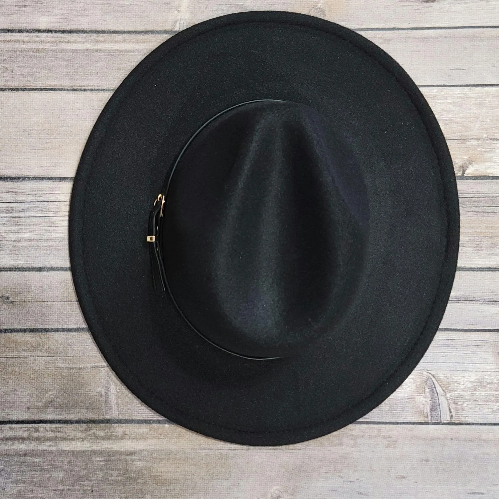 Structured Wide Brim Tan Paloma Fedora Felt Hat with Belt Strap