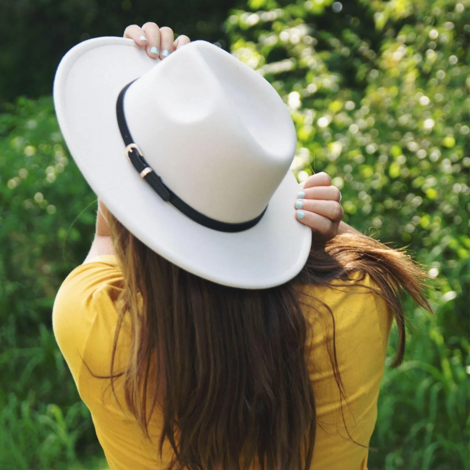 Structured Wide Brim Tan Paloma Fedora Felt Hat with Belt Strap