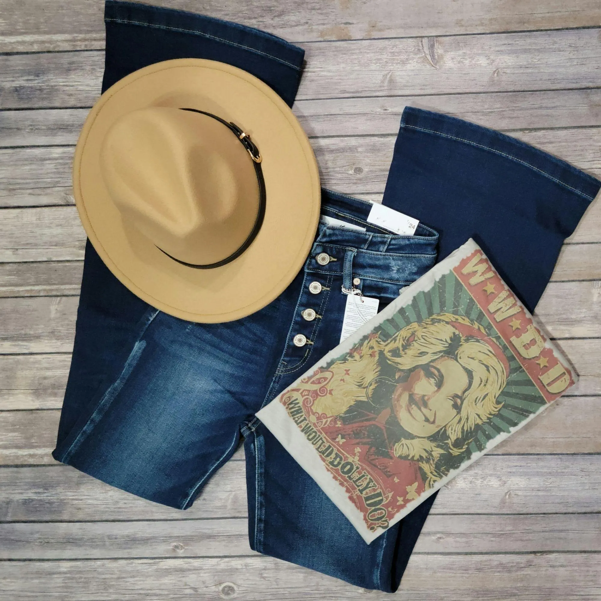Structured Wide Brim Tan Paloma Fedora Felt Hat with Belt Strap