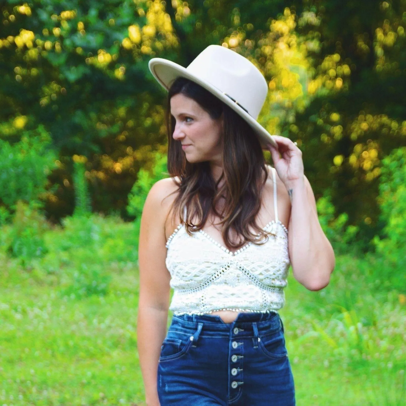 Structured Wide Brim Tan Paloma Fedora Felt Hat with Belt Strap