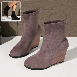 Suede Wedge Ankle Boot